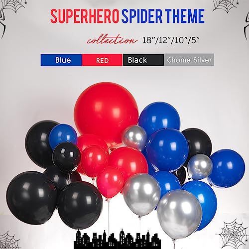 Blue Red Black Balloons Garland Arch Kit 130PCS with Large Starburs mylar balloons for Spider Theme kid birthday Party Man Superhero inspired Decortions