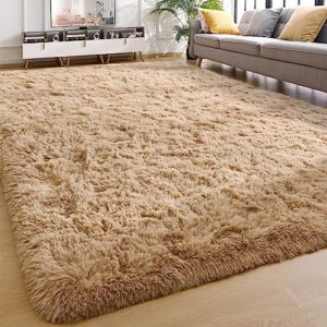 yj.gwl soft area rugs for living room bedroom plush fluffy rug 6x9 feet, beige shag rug carpet non shedding for nursery playroom dorm, indoor modern fuzzy rug for kids girls room home decor