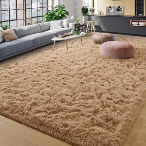 YJ.GWL Soft Area Rugs for Living Room Bedroom Plush Fluffy Rug 6x9 Feet, Beige Shag Rug Carpet Non Shedding for Nursery Playroom Dorm, Indoor Modern Fuzzy Rug for Kids Girls Room Home Decor