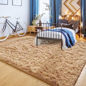 YJ.GWL Soft Area Rugs for Living Room Bedroom Plush Fluffy Rug 6x9 Feet, Beige Shag Rug Carpet Non Shedding for Nursery Playroom Dorm, Indoor Modern Fuzzy Rug for Kids Girls Room Home Decor