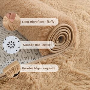 YJ.GWL Soft Area Rugs for Living Room Bedroom Plush Fluffy Rug 6x9 Feet, Beige Shag Rug Carpet Non Shedding for Nursery Playroom Dorm, Indoor Modern Fuzzy Rug for Kids Girls Room Home Decor