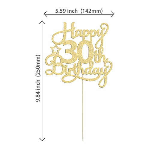 1 Pack Happy 30th Birthday Cake Topper Gold Glitter 30 & Fabulous Cheers to 30 Years Old 30th Birthday Cake Pick for Celebrating 30th Birthday Anniversary Party Cake Decorations Supplies