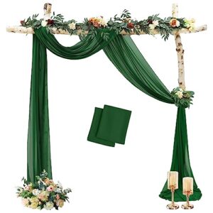 MODFUNS Arch Draping for Wedding Emerald Green Wedding Decorations 18FT 2 Panels Chiffon Drapes Archway for Wedding Elegant Tulle Back Drops for Reception Sheer Arch Curtains for Tent Ceiling Decor