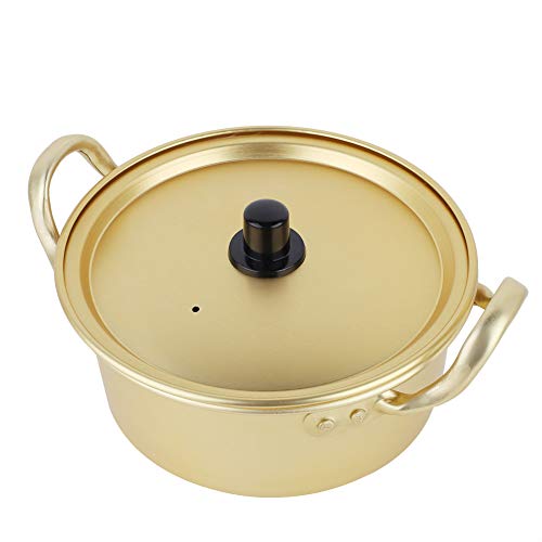 YOUTHINK Korean Ramen Noodle Pot, Korean Yellow Aluminum Stockpot Noodles Pot for Lunch (Yellow Aluminum Millet Wine Bowl)