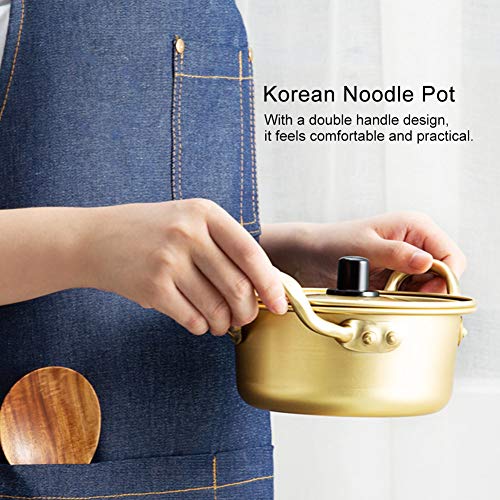 YOUTHINK Korean Ramen Noodle Pot, Korean Yellow Aluminum Stockpot Noodles Pot for Lunch (Yellow Aluminum Millet Wine Bowl)