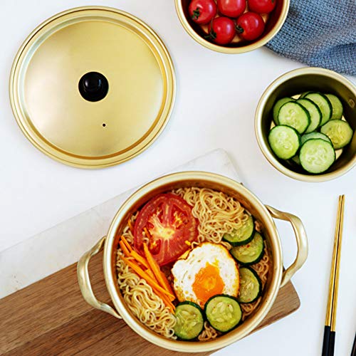 YOUTHINK Korean Ramen Noodle Pot, Korean Yellow Aluminum Stockpot Noodles Pot for Lunch (Yellow Aluminum Millet Wine Bowl)