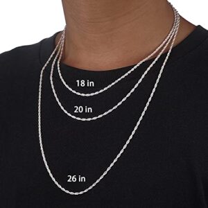 Andsion 925 Sterling Silver Chain Lobster Clasp Rope Chain Necklace for Women Men Boys, 2.5MM Silver Chain for Women, Shiny & Sturdy Womens Chain Necklace 18 Inches