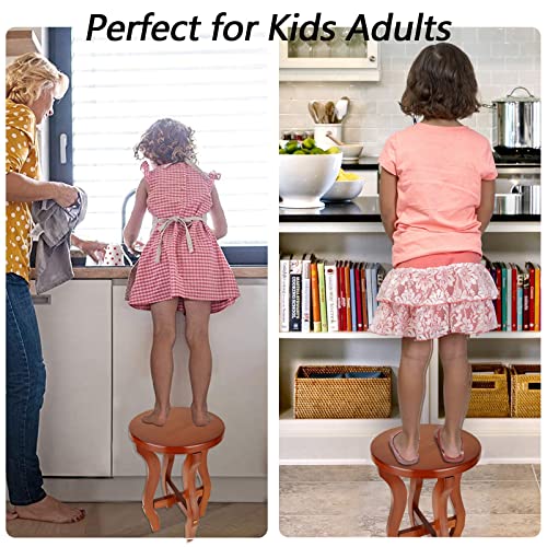 ACXFOND Step Stool Bamboo Wooden Step Stool for Adults and Kids Stepping Stool Supports 300 lbs Kitchen Bathroom Bedroom Bamboo Wooden Foot Stool