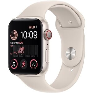 apple watch se (2nd gen) (gps + cellular, 40mm) - starlight aluminum case with starlight sport band, s/m (renewed)