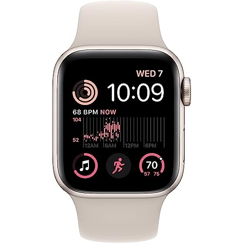 Apple Watch SE (2nd Gen) (GPS + Cellular, 40mm) - Starlight Aluminum Case with Starlight Sport Band, S/M (Renewed)