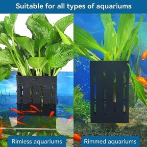 Upgraded Aquarium Plant Holder with Hooks and Suction Cups for Fish Tank Aquaponic Plant Cultivation and Aquascape Decorations (Black)