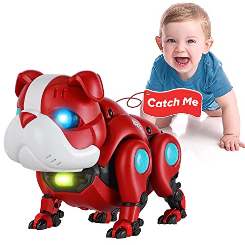 TNOIE Baby Toys Crawling Infant Toys Baby Musical Toys for Toddlers Walking Robot Dog Toy Educational Interactive Light-up Gifts Toys for 1 2 3 4 5 Year Old Boys Girls