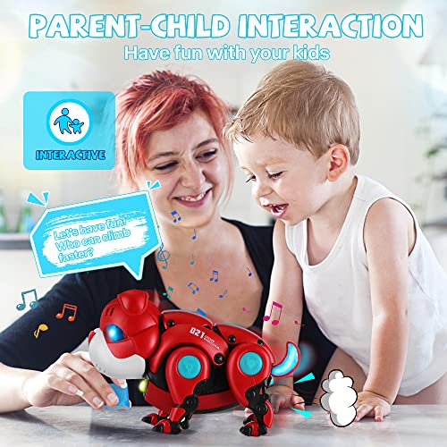 TNOIE Baby Toys Crawling Infant Toys Baby Musical Toys for Toddlers Walking Robot Dog Toy Educational Interactive Light-up Gifts Toys for 1 2 3 4 5 Year Old Boys Girls