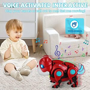 TNOIE Baby Toys Crawling Infant Toys Baby Musical Toys for Toddlers Walking Robot Dog Toy Educational Interactive Light-up Gifts Toys for 1 2 3 4 5 Year Old Boys Girls