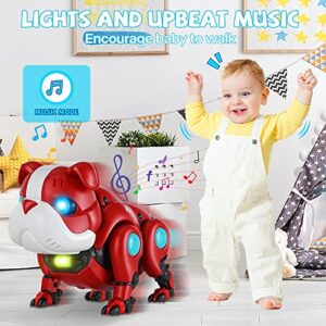 TNOIE Baby Toys Crawling Infant Toys Baby Musical Toys for Toddlers Walking Robot Dog Toy Educational Interactive Light-up Gifts Toys for 1 2 3 4 5 Year Old Boys Girls