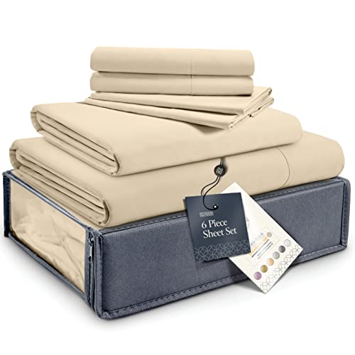 BELADOR Silky Soft King Sheet Set - Luxury 6 Piece Bed Sheets for King Size Bed, Secure-Fit Deep Pocket Sheets with Elastic, Breathable Hotel Sheets and Pillowcase Set, Wrinkle Free Oeko-Tex Sheets