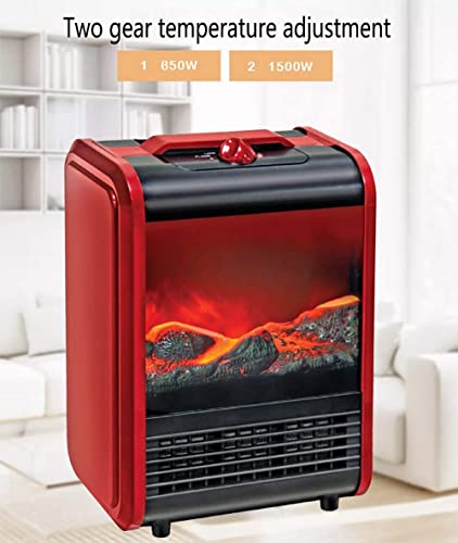 VOMKR Large Electric Stove Fires Freestanding, 1500W Freestanding Indoor Electric Fireplace with Thermostat Control Portable Freestanding Fireplace