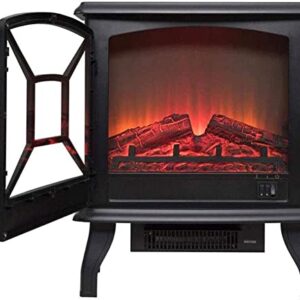 VOMKR Large Electric Stove Fires Freestanding, Portable Electric Stove Heater Fireplace, Electric Fire with 3D Log Wood Burning Flame Effect & 2 Heat Settings (Color : Red)