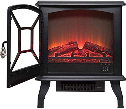VOMKR Large Electric Stove Fires Freestanding, Portable Electric Stove Heater Fireplace, Electric Fire with 3D Log Wood Burning Flame Effect & 2 Heat Settings (Color : Red)