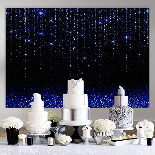 KUKUSOUL Glitter Bokeh Backdrop Royal Blue Shining Bokeh Spots Wedding Decoration Photography Background 7x5ft Birthday Dance Party Baby Shower Photo Booth Props KU775