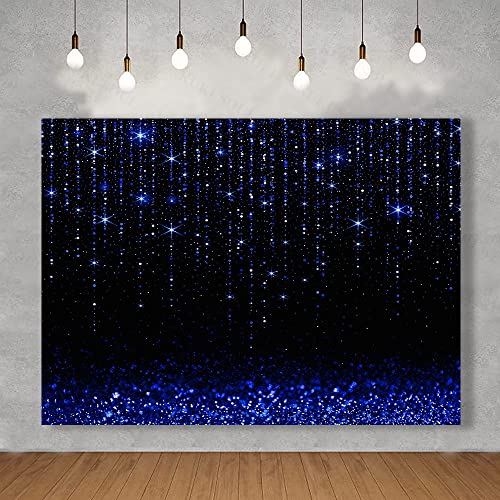 KUKUSOUL Glitter Bokeh Backdrop Royal Blue Shining Bokeh Spots Wedding Decoration Photography Background 7x5ft Birthday Dance Party Baby Shower Photo Booth Props KU775