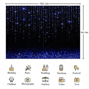 KUKUSOUL Glitter Bokeh Backdrop Royal Blue Shining Bokeh Spots Wedding Decoration Photography Background 7x5ft Birthday Dance Party Baby Shower Photo Booth Props KU775