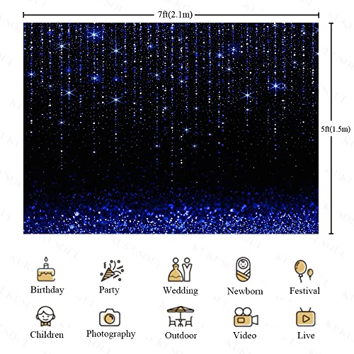 KUKUSOUL Glitter Bokeh Backdrop Royal Blue Shining Bokeh Spots Wedding Decoration Photography Background 7x5ft Birthday Dance Party Baby Shower Photo Booth Props KU775