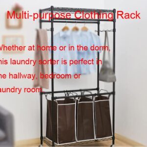 Clothing Rack, Heavy-Duty Sorting Hamper Clothes Rack Laundry Sorter Height Adjustable Hanging Rolling Clothing Rack for Room Hanging Clothes Use Bathroom Bedroom