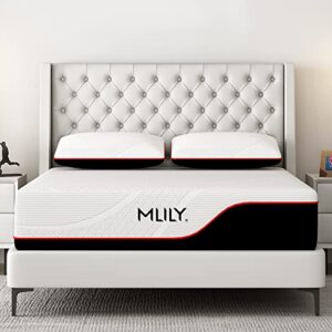 mlily queen mattress, manchester united 12 inch memory foam mattress, cool sleep & pressure relief, made in usa, white