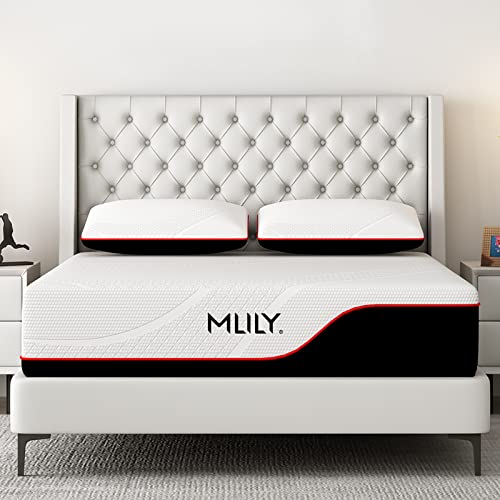 MLILY Queen Mattress, Manchester United 12 Inch Memory Foam Mattress, Cool Sleep & Pressure Relief, Made in USA, White