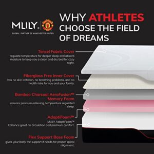 MLILY Queen Mattress, Manchester United 12 Inch Memory Foam Mattress, Cool Sleep & Pressure Relief, Made in USA, White