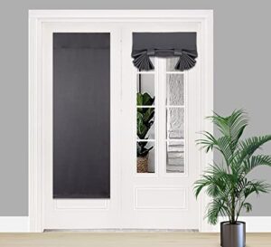 pi blackout french door curtain,privacy thermal insulated window curtain with velcro for glass door/front door/sliding door/patio door 1 panel(w26xl68,dark grey)