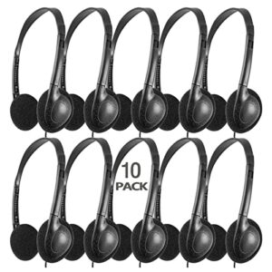 cn-outlet 10 packs school headphones bulk for classroom students kids children toddler boys girls teens and adult (10 black)
