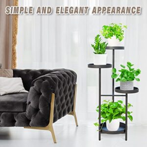 YisanCrafts Plant Stand 4 Tier Metal Indoor Outdoor Tall Corner Flower Pot Holder Stands Multiplel Planter Rack Display Shelves for Patio Living Room Balcony Office Tiered Plant Table, Black