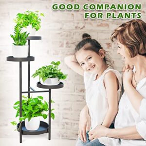 YisanCrafts Plant Stand 4 Tier Metal Indoor Outdoor Tall Corner Flower Pot Holder Stands Multiplel Planter Rack Display Shelves for Patio Living Room Balcony Office Tiered Plant Table, Black