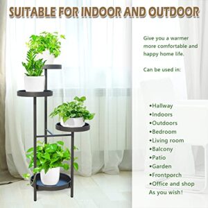 YisanCrafts Plant Stand 4 Tier Metal Indoor Outdoor Tall Corner Flower Pot Holder Stands Multiplel Planter Rack Display Shelves for Patio Living Room Balcony Office Tiered Plant Table, Black