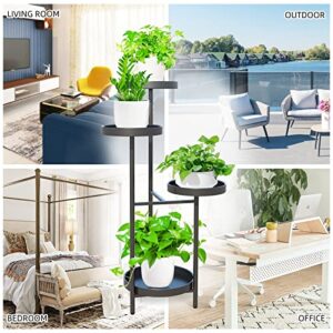 YisanCrafts Plant Stand 4 Tier Metal Indoor Outdoor Tall Corner Flower Pot Holder Stands Multiplel Planter Rack Display Shelves for Patio Living Room Balcony Office Tiered Plant Table, Black