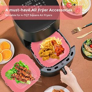 2 Pack Square Air Fryer Liners Silicone, 8 IN Food Grade Reusable Heat Resistant Silicone Air fryer Bowls Inserts Baskets Pots Accessories for COSORI Instant Vortex 4 to 7 QT Air Fryer Oven Microwave