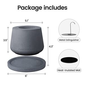 Kante Concrete Tabletop Fire Pit, Table Top Fire Pit, Tabletop Fireplace, Indoor Fire Pit, Portable Mini Table Top Fire Pit Bowl for Gift,Dark Base