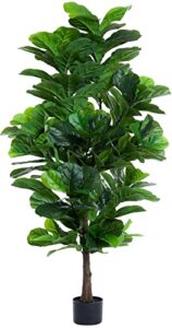 floworld fiddle leaf fig tree 6ft tall artificial tree in plastic pot fake ficus lyrata plants with 184 decorative fiddle leaves faux fig trees for home office living room decor indoor outdoor