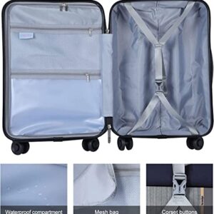 TydeCkare 2 Piece 20/28" Suitcase Sets, Only 20" with Front Pocket, Lightweight ABS+PC Suitcase Hardshell Carry Ons with TSA Lock & Spinner Silent Wheels, Ice Blue
