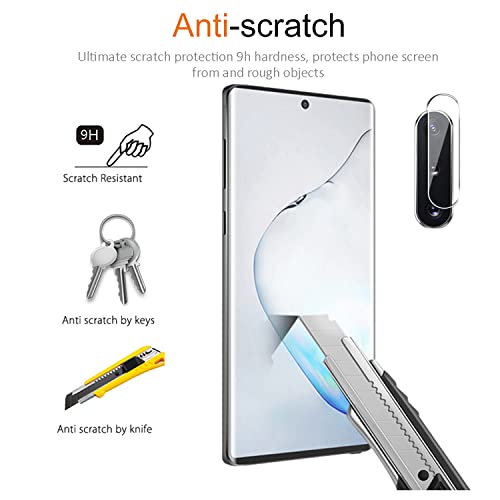 Samsung Galaxy Note 10 Tempered Glass Screen Protector with Camera Lens Protector [3D Curved] [Fingerprint unlock] Clear Full Screen Coverage Protector for Samsung Note 10 6.3 inch [2+2 Pack]