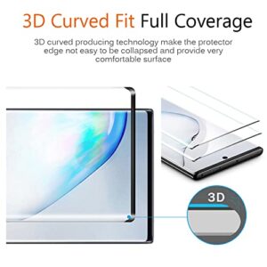 Samsung Galaxy Note 10 Tempered Glass Screen Protector with Camera Lens Protector [3D Curved] [Fingerprint unlock] Clear Full Screen Coverage Protector for Samsung Note 10 6.3 inch [2+2 Pack]