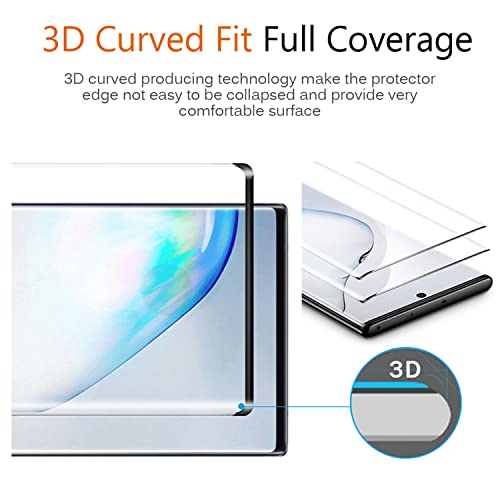 Samsung Galaxy Note 10 Tempered Glass Screen Protector with Camera Lens Protector [3D Curved] [Fingerprint unlock] Clear Full Screen Coverage Protector for Samsung Note 10 6.3 inch [2+2 Pack]