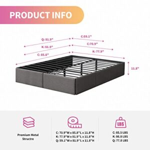 Mixoy Platform Bed Frame with 4 Large Storage Drawers, Cal King Bed Frame with Storage, Metal Slats Support, No Box Spring Needed, Easy Assembly (Cal King, Dark Grey)