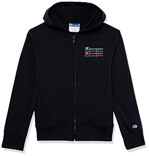 Champion Big, Full Zip Kids' Hoodie for Girls, Lightweight Sweatshirt, French Terry, Black