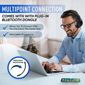 Philips Wireless Headphones Noise Cancelling, Stereo Over Ear Wireless Headphones with Removable Mic, Bluetooth Headset with Microphone, Lightweight and Touch Control, 55 Hours Playtime