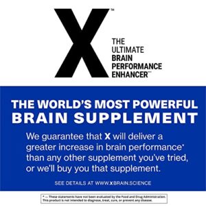 X - The Ultimate Brain Performance Enhancer — World's Most Powerful Brain Supplement Capsule - Increase Focus, Energy, Memory, Concentration, Productivity - Backed by Science - Nootropic Stack