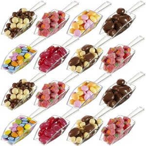 mini clear acrylic plastic scoops [24 pack] for candy, ice cream bar, jars, containers, coffee, flour, dessert buffets, kitchen, weddings, parties & concessions, 5.5"