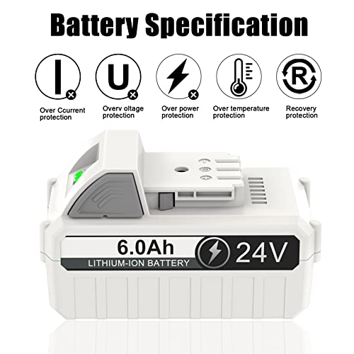 i-Bateria 24V Battery Replace for Snow Joe 24V Battery 24BAT-LTE/LTW/LTX/XR/LT, 6.0AhLithium Ion Battery Compatible for All Joe iON+ 24V-X2-SB18/20SB/SB15 Cordless Snow Blowers